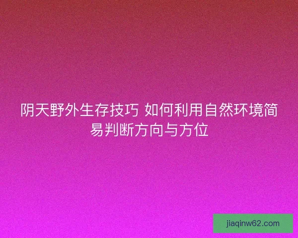 阴天野外生存技巧 如何利用自然环境简易判断方向与方位