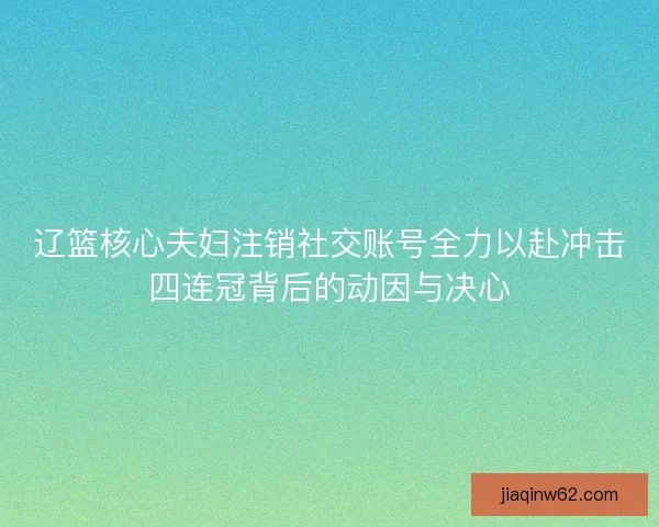 辽篮核心夫妇注销社交账号全力以赴冲击四连冠背后的动因与决心