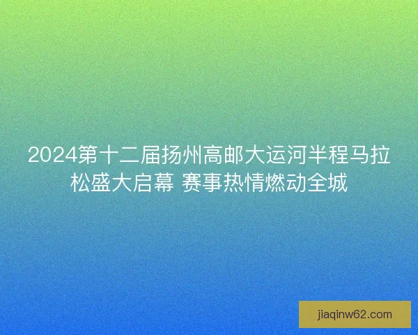 2024第十二届扬州高邮大运河半程马拉松盛大启幕 赛事热情燃动全城
