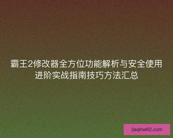 霸王2修改器全方位功能解析与安全使用进阶实战指南技巧方法汇总